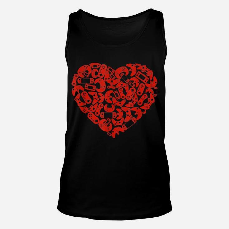 Video Game Controller Heart Valentine's Day Gamer Gaming Unisex Tank Top