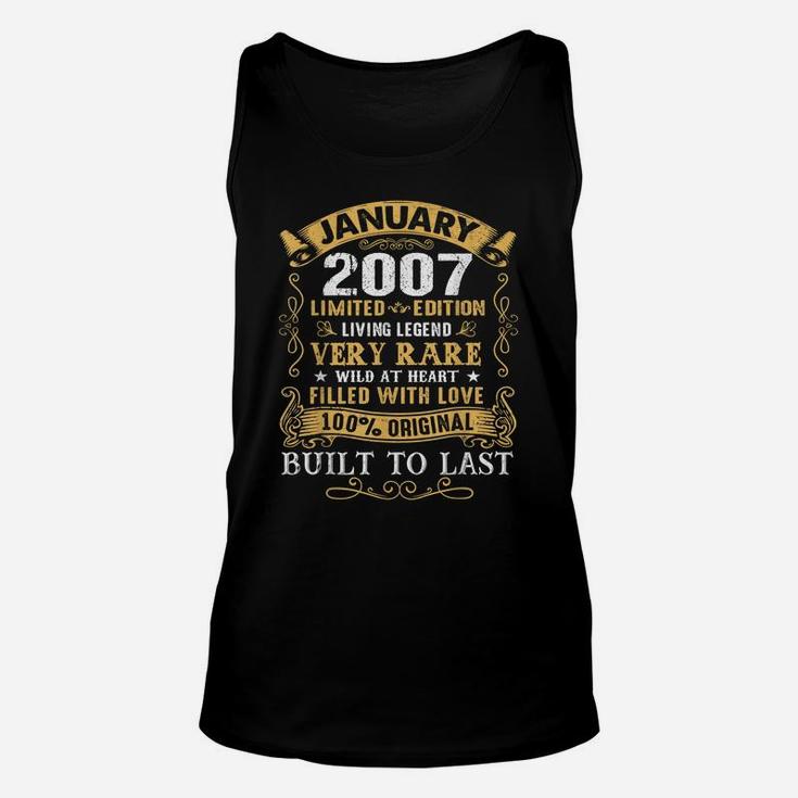Vintage 14Th Birthday January 2007 Gift 14 Years Old Unisex Tank Top
