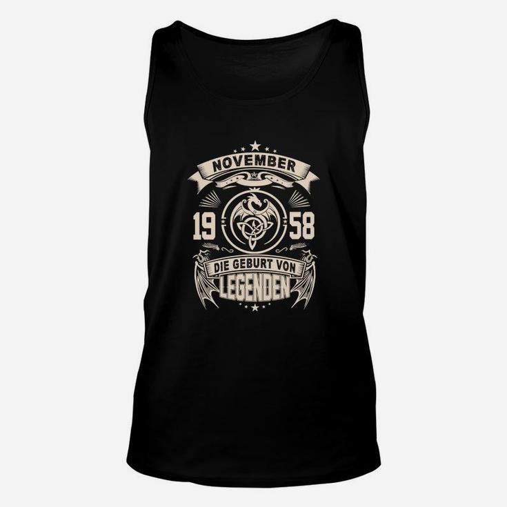 Vintage 1958 Geburtstags-Legenden Unisex TankTop, Retro Design Unisex Schwarz