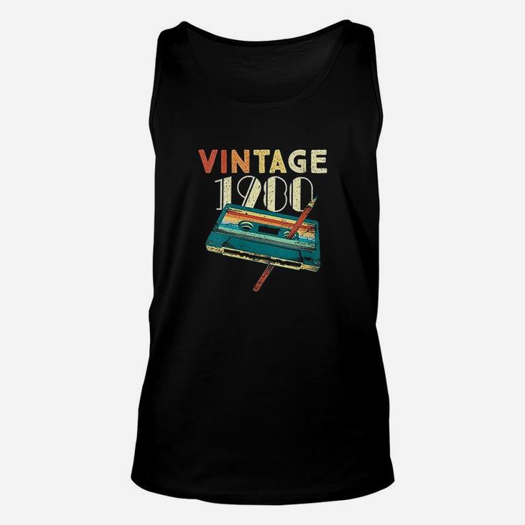 Vintage 1980 Music Cassette 40Th Birthday Gifts 40 Years Old Unisex Tank Top