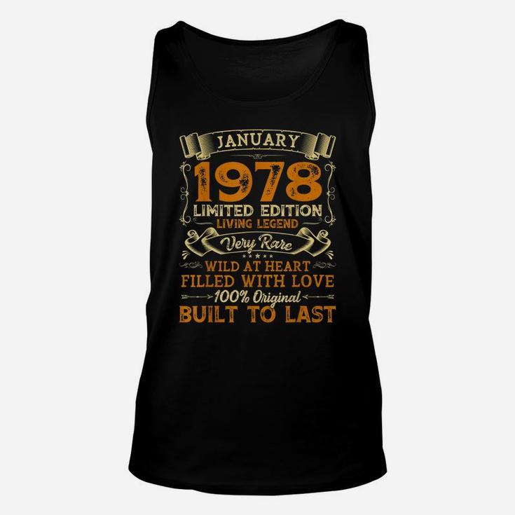 Vintage 43Th Birthday January 1978 Shirt 43 Years Old Gift Unisex Tank Top