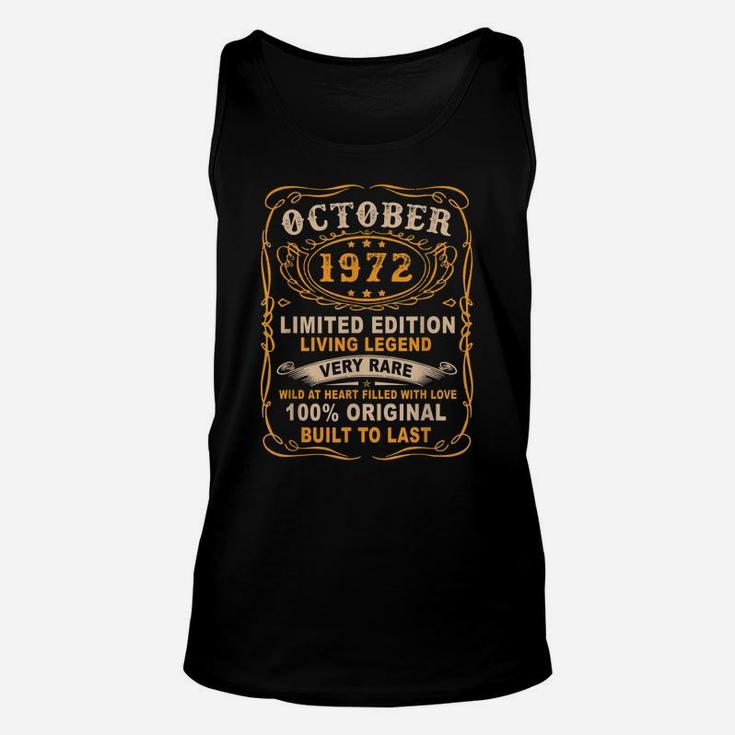 Vintage 49 Years Old October 1972 49Th Birthday Gift Unisex Tank Top