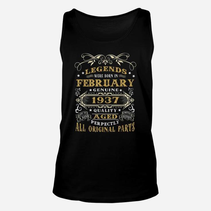 Vintage Born In February 1937 Man Myth Legend 83 Years Old Unisex Tank Top