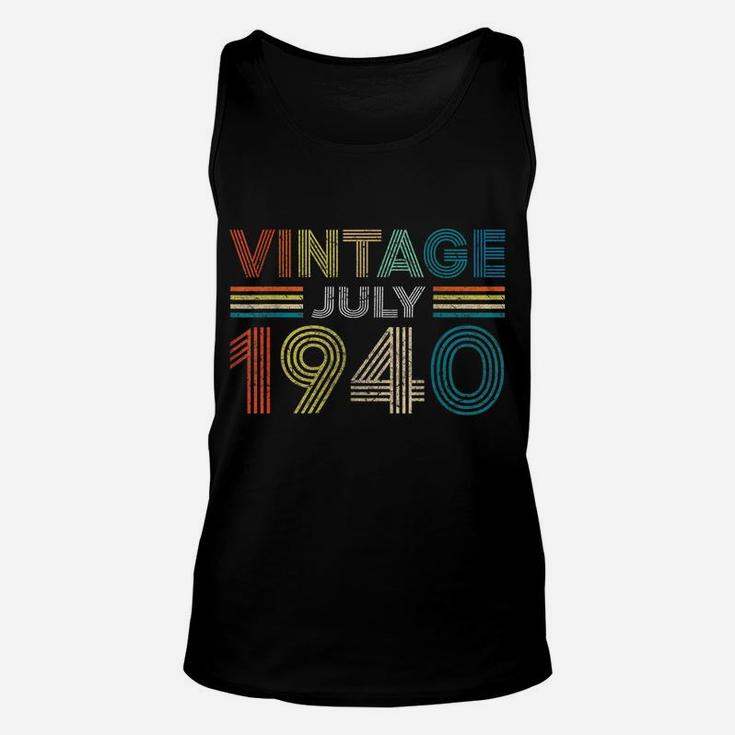 Vintage Born In July 1940 Man Myth Legend 80 Years Old Unisex Tank Top
