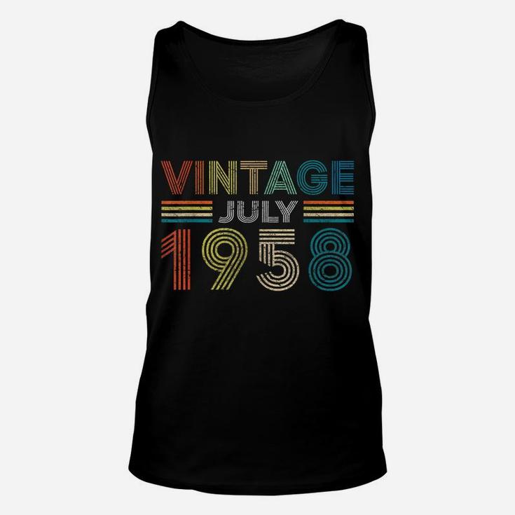Vintage Born In July 1958 Man Myth Legend 62 Years Old Unisex Tank Top