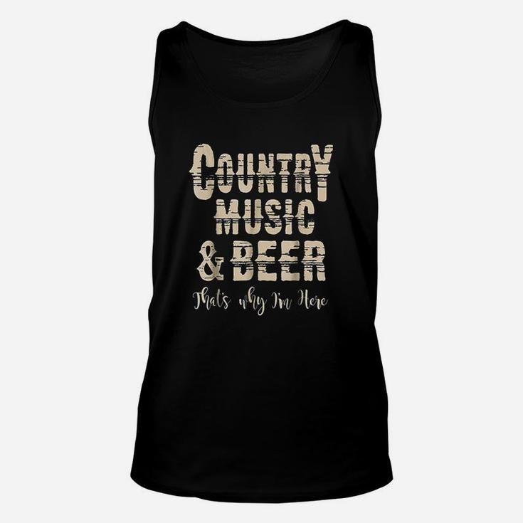 Vintage Country Music N Beer Thats Why Im Here Unisex Tank Top
