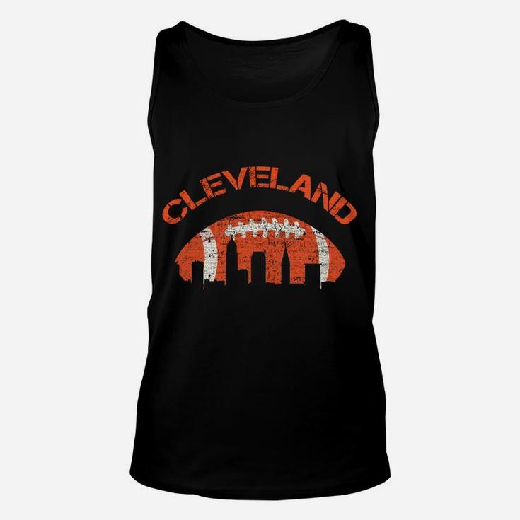 Vintage Downtown Ohio Cleveland Skyline Football Present Unisex Tank Top
