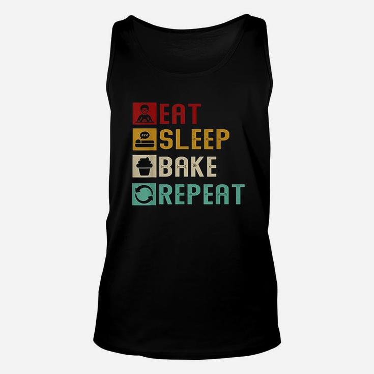 Vintage Eat Sleep Bake Repeat Funny Baking Baker Bakery Gift Unisex Tank Top