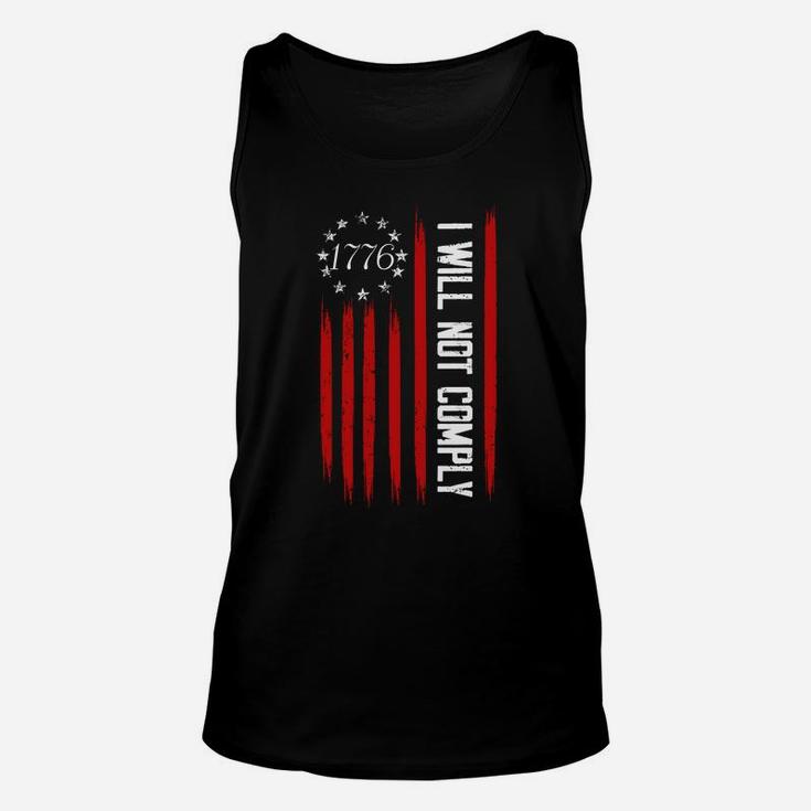 Vintage I Will Not Comply American Flag Patriotic On Back Unisex Tank Top