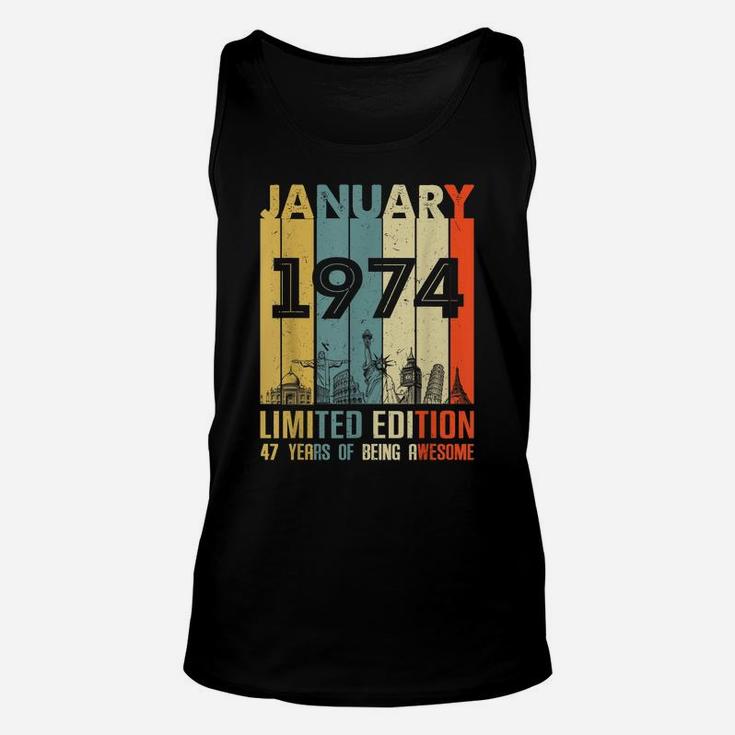 Vintage January 1974 Classic 47 Yrs Old 47Th Birthday Gift Unisex Tank Top