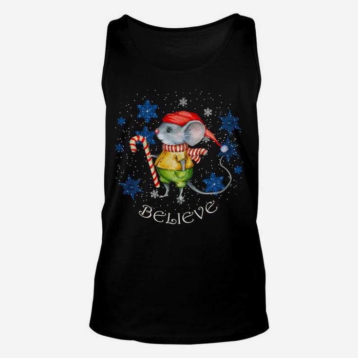Vintage Mouse With Candy Cane Holiday And Christmas Sweatshirt Unisex Tank Top