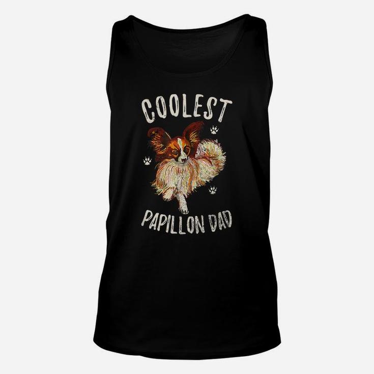 Vintage Retro Coolest Papillon Dad Funny Puppy Owner Lover Unisex Tank Top