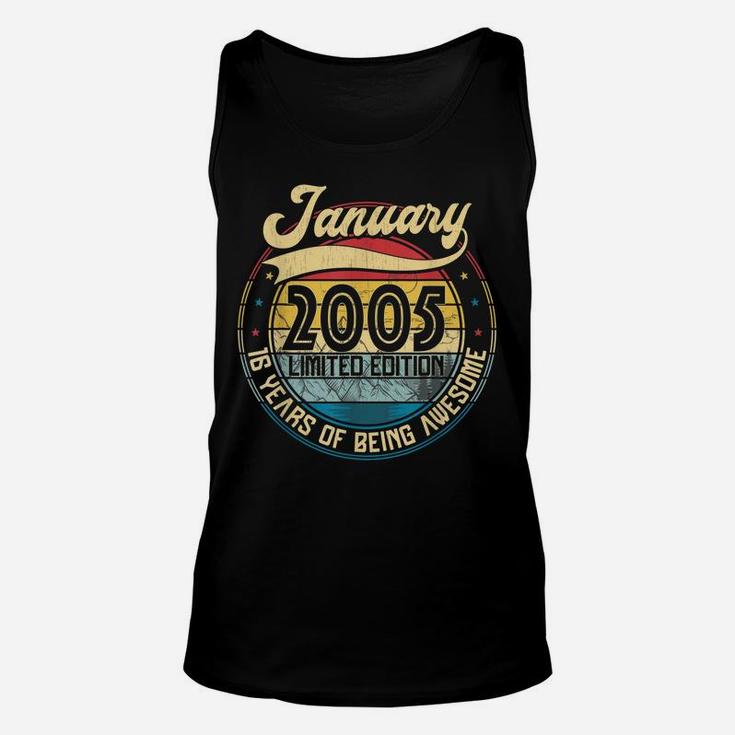 Vintage Retro January 2005 16Th Birthday Gift 16 Years Old Unisex Tank Top