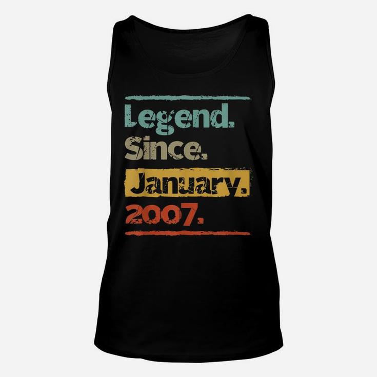 Vintage Retro Legend Since January 2007 13Th Birthday Gift Unisex Tank Top