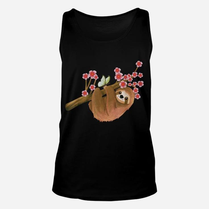Vintage Sloth Shirt Japanese Cherry Blossom Flower Sakura Unisex Tank Top