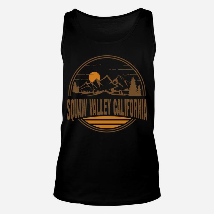 Vintage Squaw Valley California Mountain Hiking Print Sweatshirt Unisex Tank Top