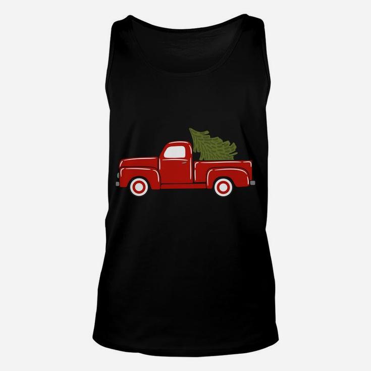 Vintage Wagon Christmas Tree Red Retro Farmer Truck Vacation Unisex Tank Top