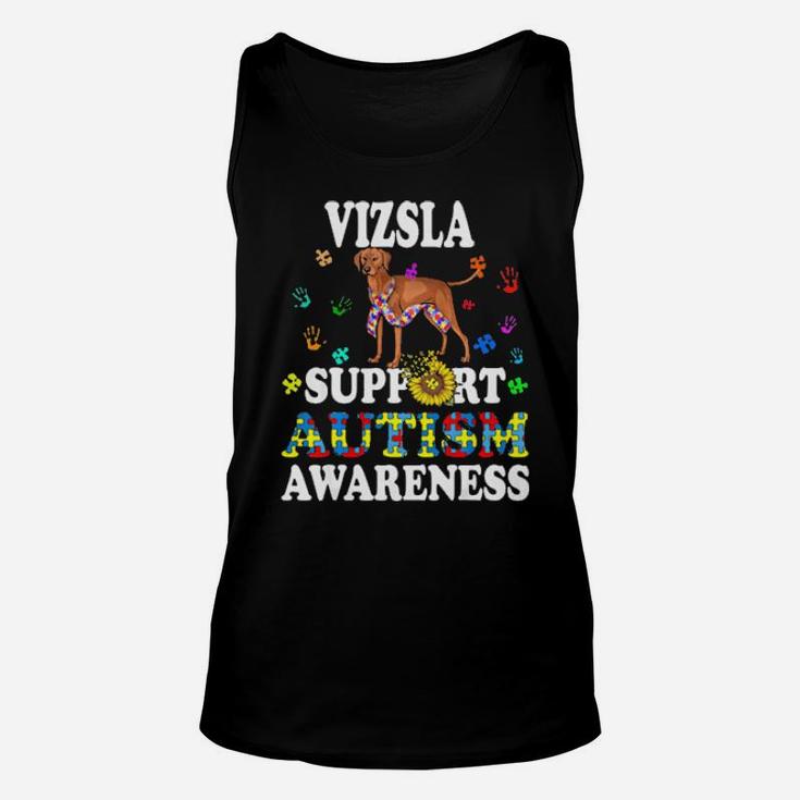 Vizsla Dog Heart Support Autism Awareness Unisex Tank Top
