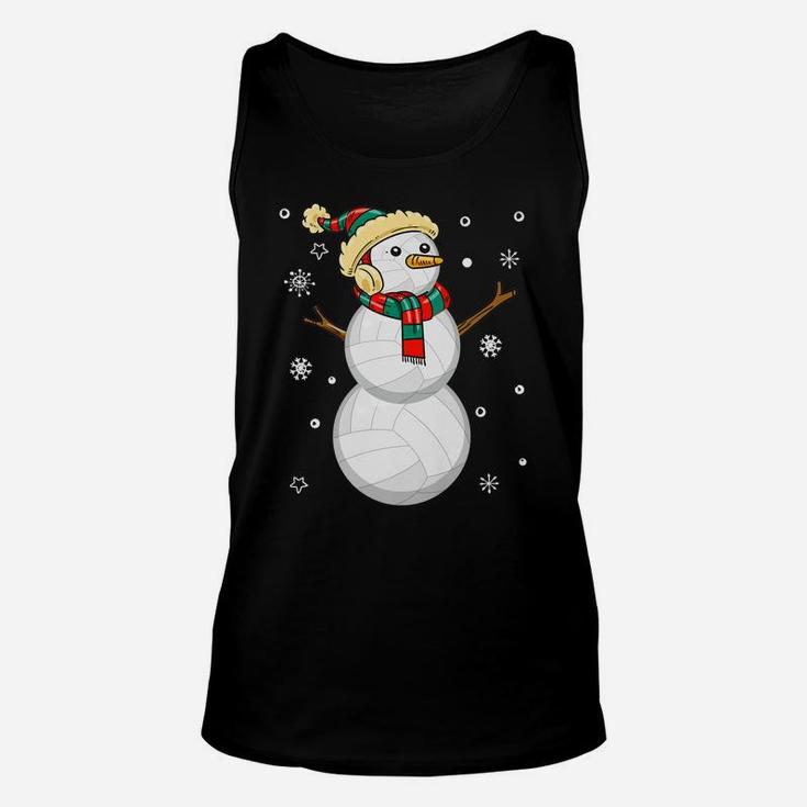 Volleyball Snowman Christmas Gift Tee Xmas Snowmie Santa Tee Unisex Tank Top