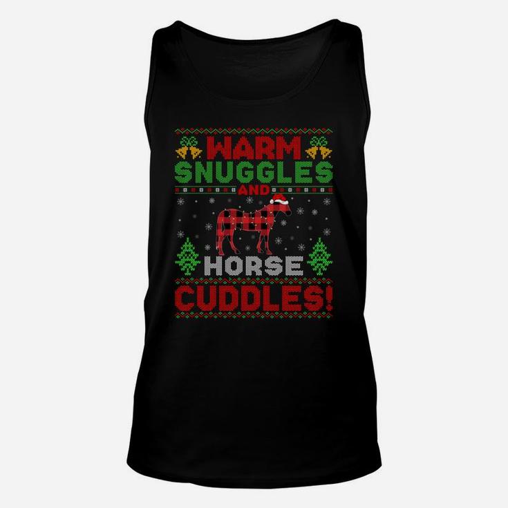 Warm Snuggles And Horse Cuddles Ugly Horse Christmas Sweatshirt Unisex Tank Top