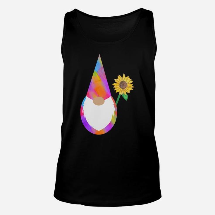 Watercolor Tomte Gnome Boho Hippy Sunflower Tie Dye Sweatshirt Unisex Tank Top