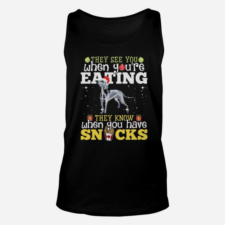 Weimaraner Xmas They See Youre Eating Unisex Tank Top