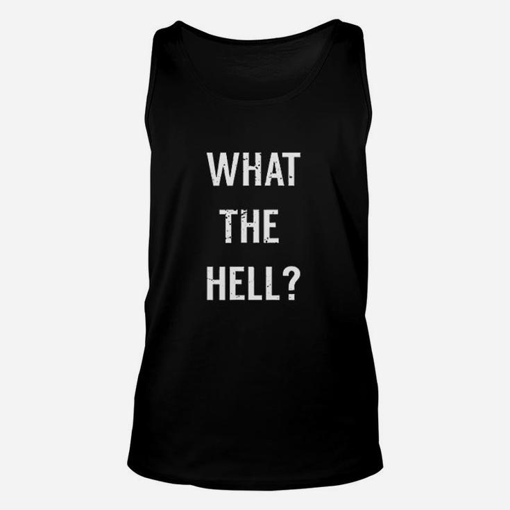 What The Hell Funny Throwback Distressed Unisex Tank Top