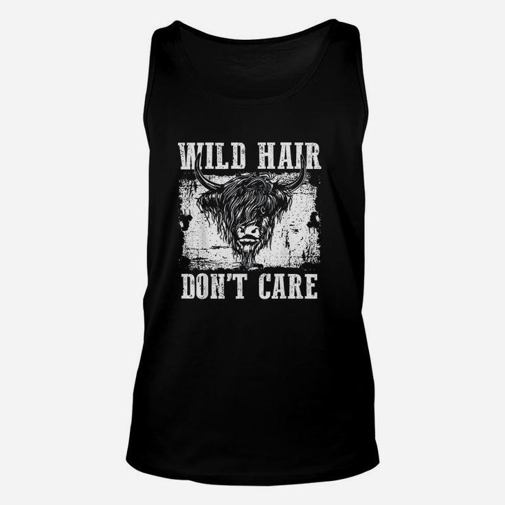 Wild Hair Dont Care Funny Scottish Highland Cattle Cow Unisex Tank Top