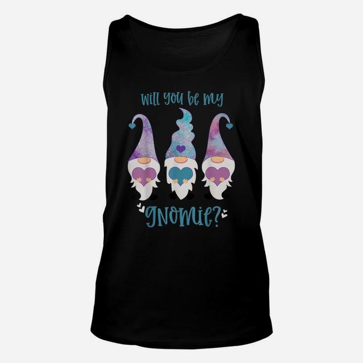 Will You Be My Gnomie Valentine Gnome Couples Matching Unisex Tank Top