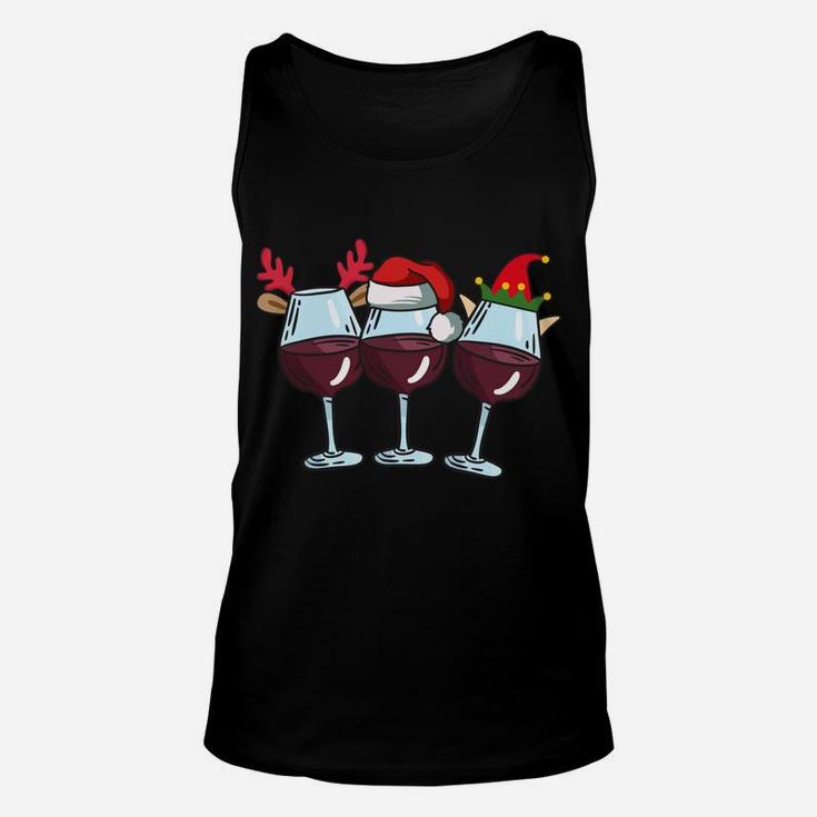 Wine Glass Santa Elf Reindeer Drinking Cool Christmas Gifts Unisex Tank Top