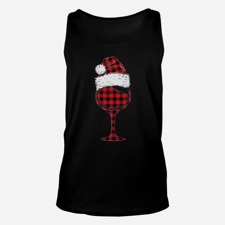 Wine Glasses Christmas Red Plaid Buffalo Funny Wine Lover Unisex Tank Top