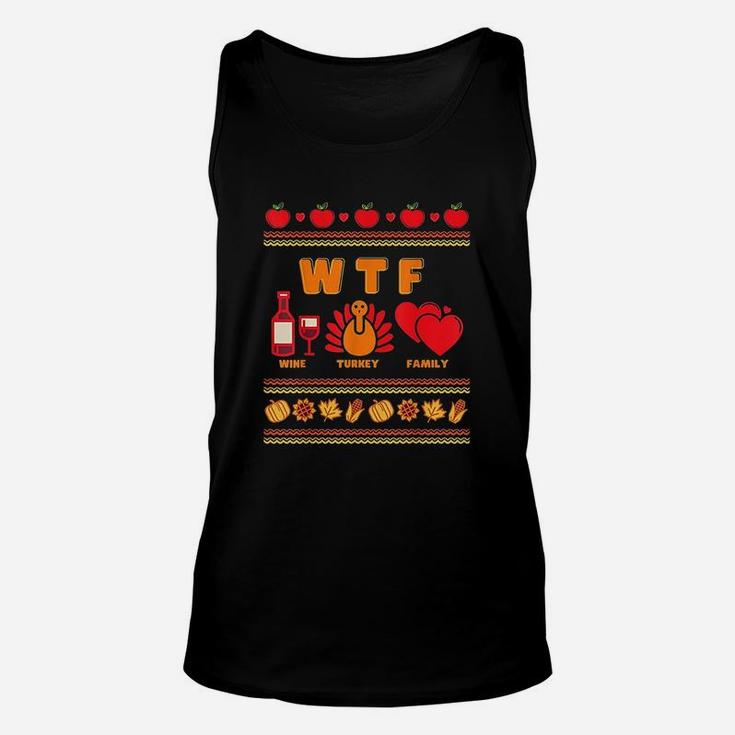 Wine Turkey Family Thanksgiving Ugly Unisex Tank Top