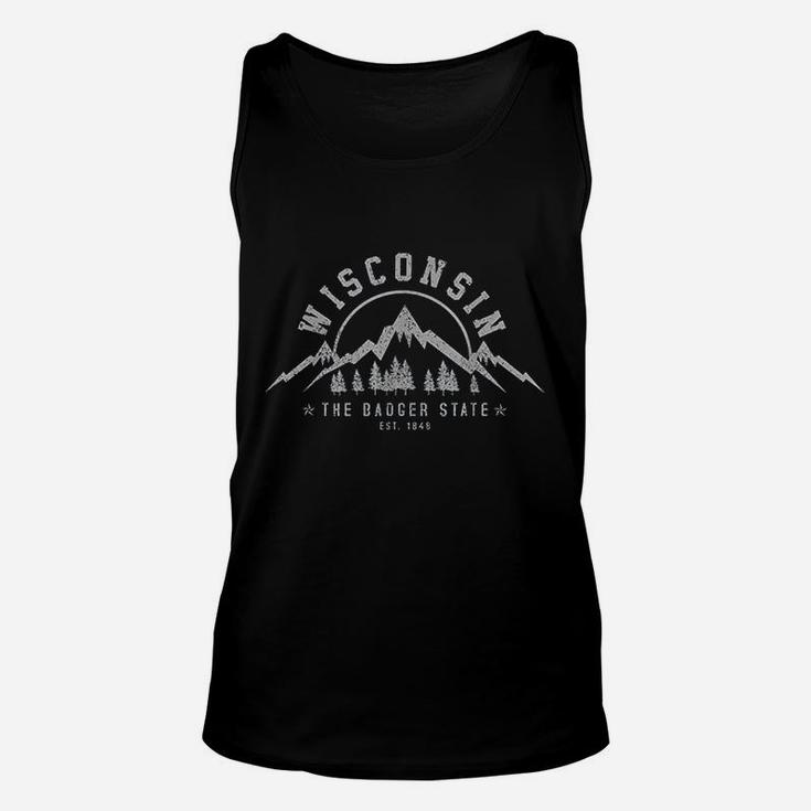 Wisconsin The Badger State Est 1848 Vintage Mountains Gift Unisex Tank Top