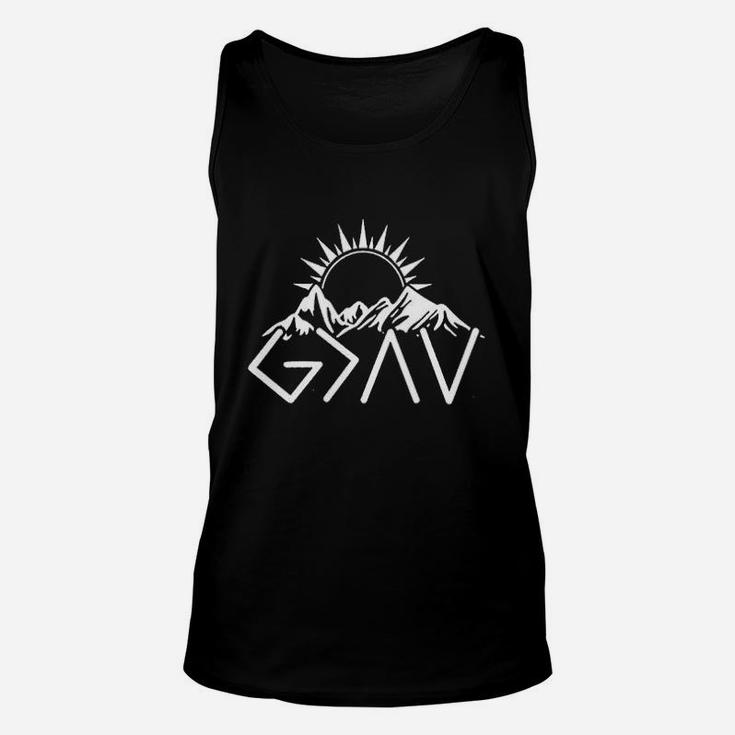 Women God Is Greater Than The Highs Faith Funny Camping Hiking Mountaineering Unisex Tank Top
