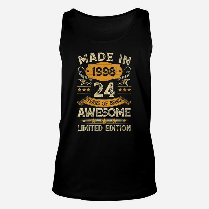 Womens 24 Year Old Vintage Made In 1998 Gift 24Th Birthday Party Unisex Tank Top