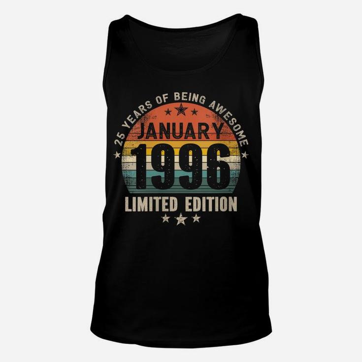 Womens 25 Years Old Made In January 1996 Vintage 25Th Birthday Unisex Tank Top