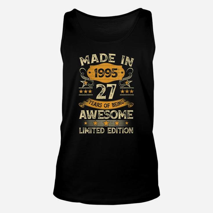 Womens 27 Year Old Vintage Made In 1995 Gift 27Th Birthday Party Unisex Tank Top