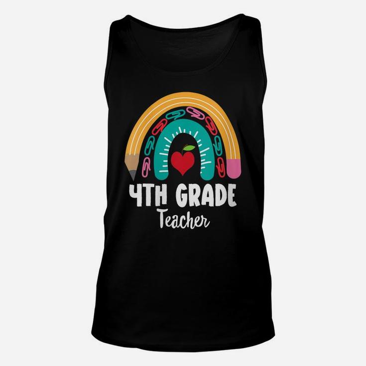 Womens 4Th Grade Teacher, Funny Boho Rainbow For Teachers Unisex Tank Top