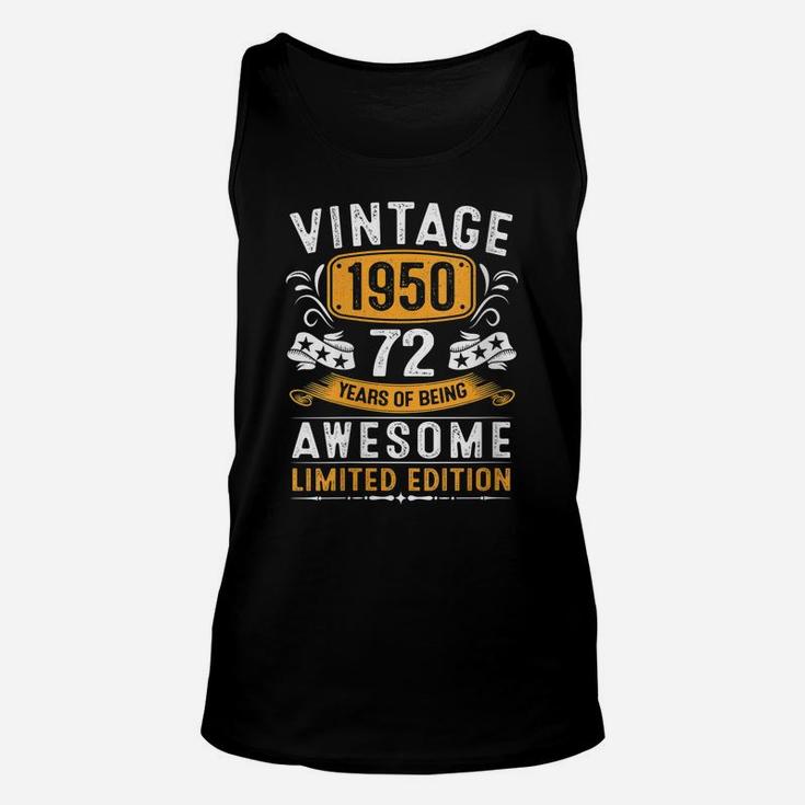 Womens 72 Year Old Vintage 1950 Made In 1950 72Nd Birthday Gifts Unisex Tank Top