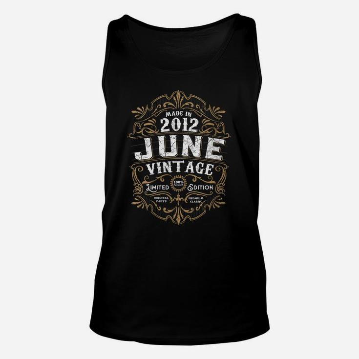 Womens 9 Years Old 9Th Birthday Born June Made 2012 Vintage Unisex Tank Top