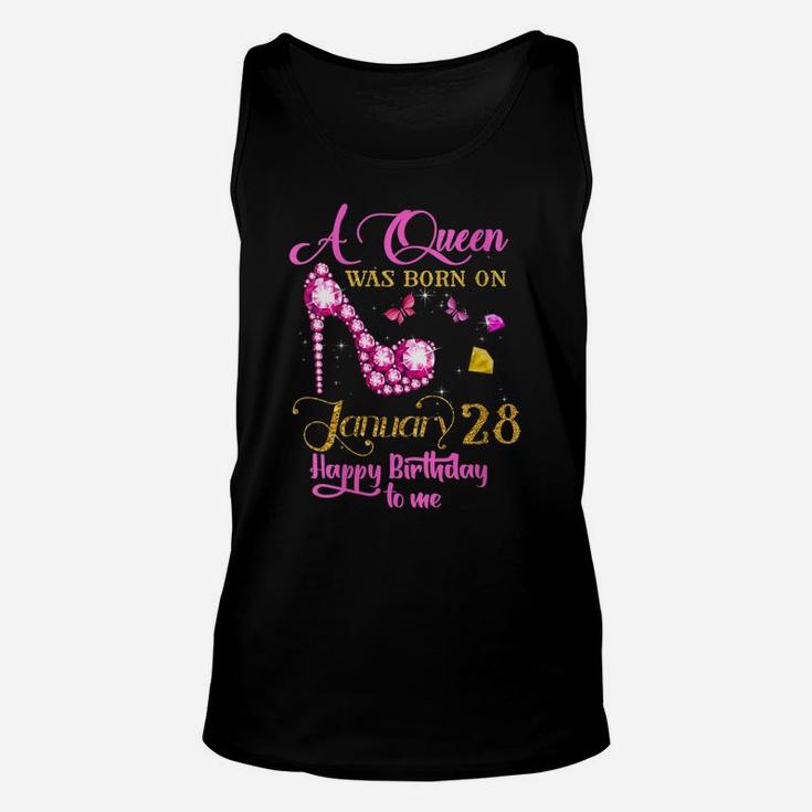 Womens A Queen Was Born On January 28, 28Th January Birthday Gift Unisex Tank Top