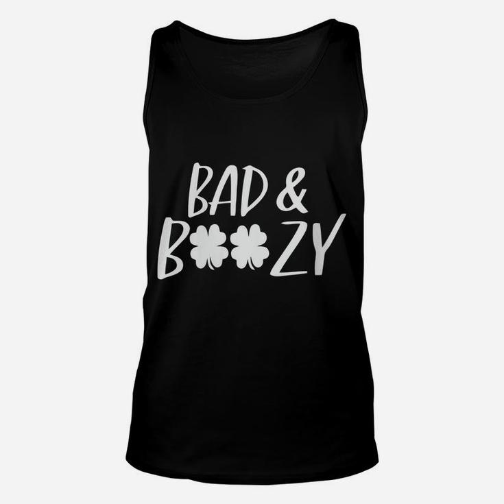 Womens Bad And Boozy Shirt Funny Saint Patrick Day Drinking Gift Unisex Tank Top