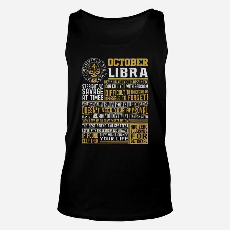 Womens Best Born In October Libra Zodiac Sign T Shirts Men, Women Unisex Tank Top