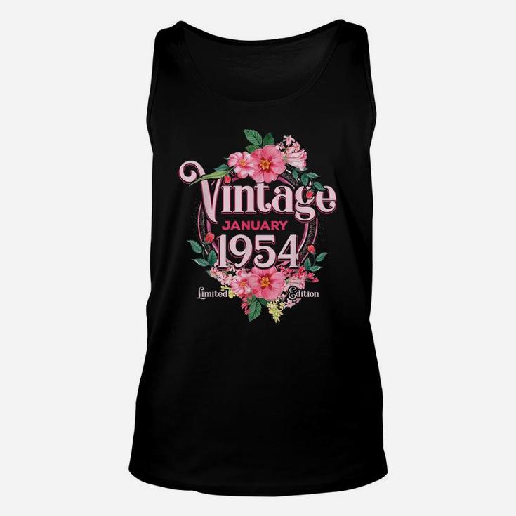 Womens Birthday Gift Born In January 1954 Flowers Bday Gift Unisex Tank Top