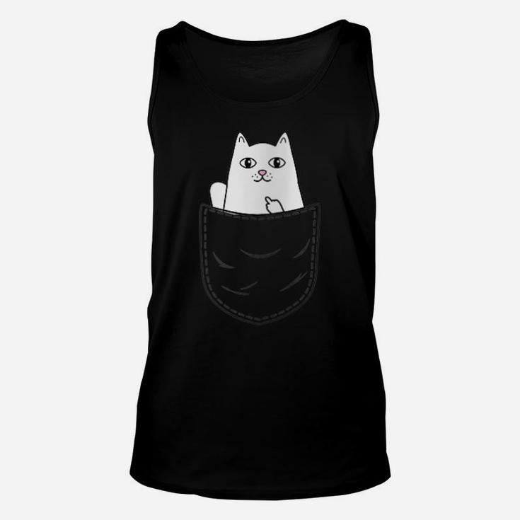 Womens Cat Middle Finger Pocket Funny Cat Unisex Tank Top