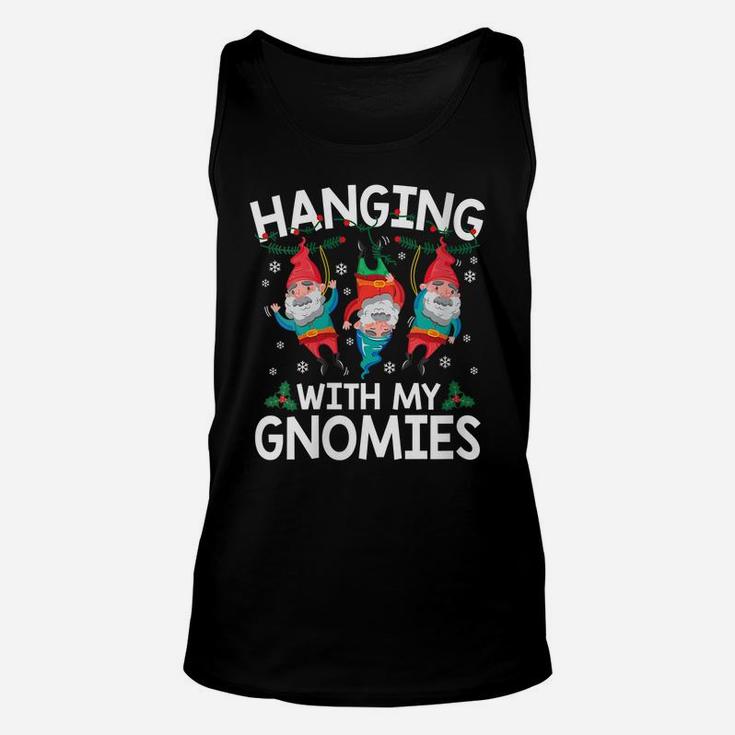 Womens Christmas Hanging With My Gnomies Funny Graphic Unisex Tank Top