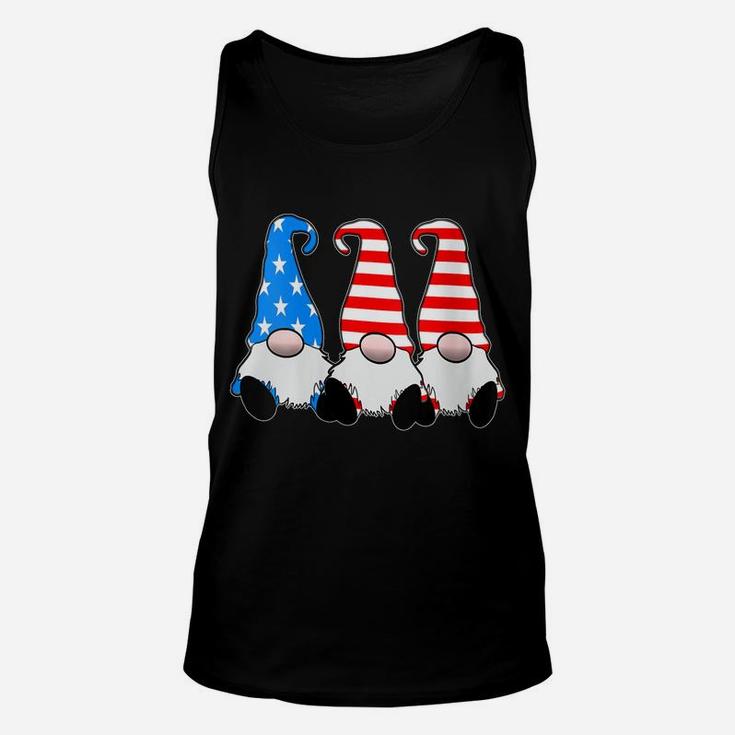 Womens Cute Patriotic Gnomes American Flag Red White Blue Usa Unisex Tank Top