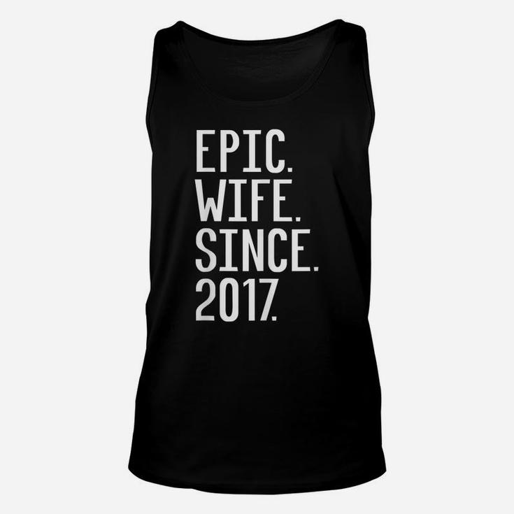 Womens Epic Wife Since 2017, 3Rd Wedding Anniversary Gift For Her Unisex Tank Top