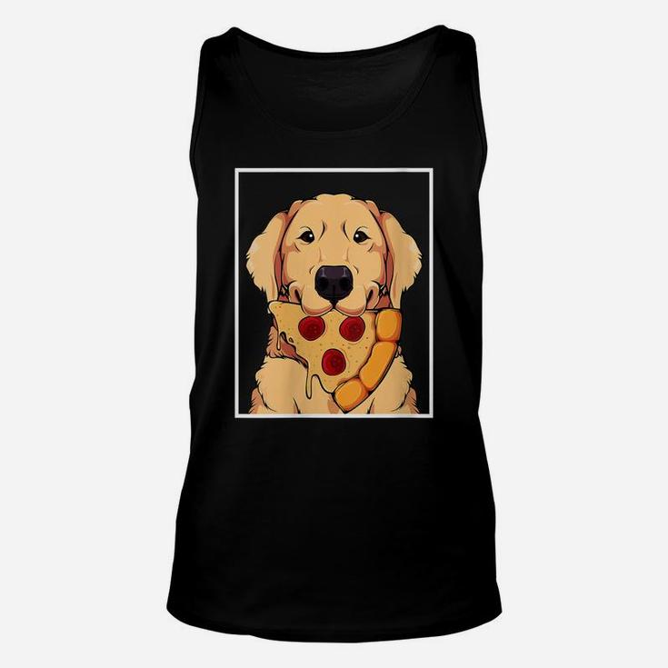 Womens Golden Retriever Dog Eating Pizza Labrador Mom Dad Fast Food Unisex Tank Top
