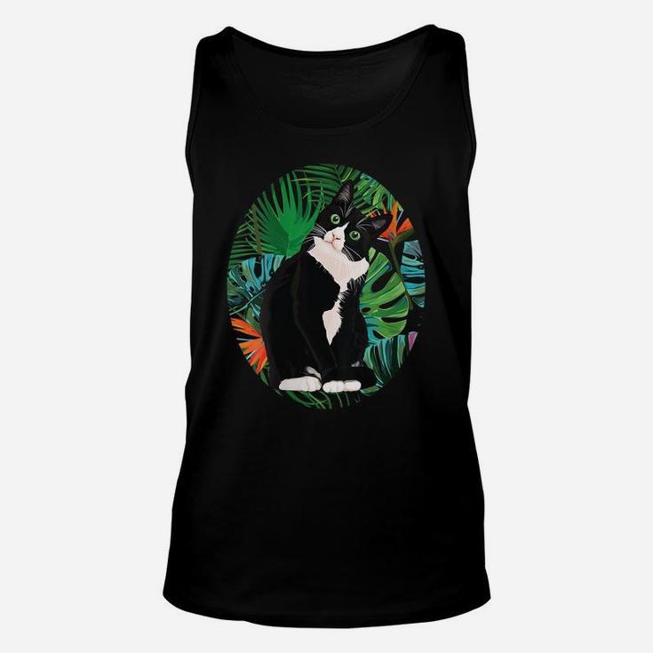 Womens Hawaiian Tshirt Tuxedo Cat Tropical Gift Animal Lovers Unisex Tank Top